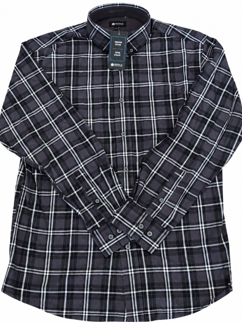 Haggar Men’s Brushed Cotton Plaid Button-Down Shirt
